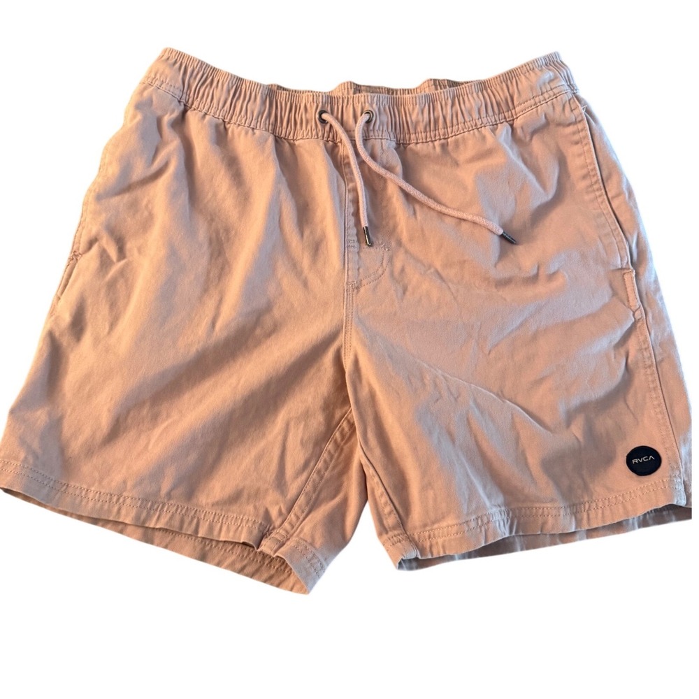 RVCA Mens Elastic Waist Walk Shorts Dusty Rose Pink Drawstring Size Medium